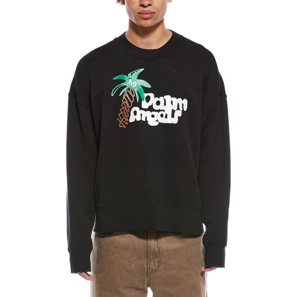 Palm Angels Mens  Crewneck Sweatshirt, Black
